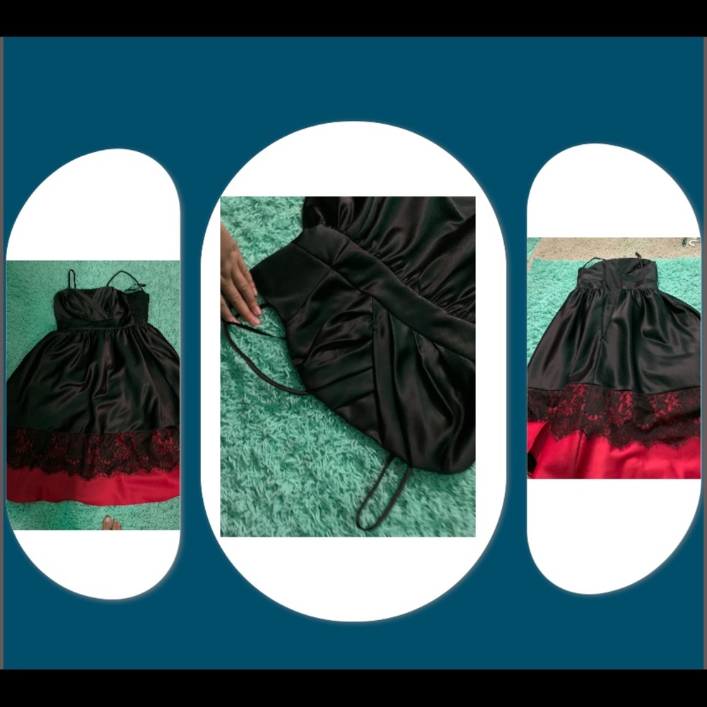 Black dress with red on the bottom with Fringe